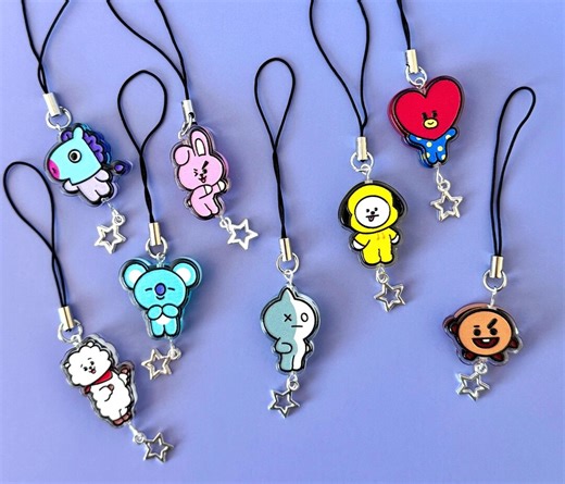 BT21 Acrylic Phone Charm | Kpop Character Bag Strap | BTS Inspired Keychain Accessory - Etsy