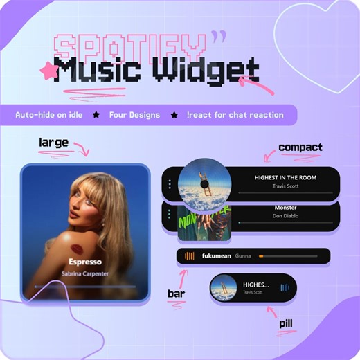 Spotify Music Widget for Streamelements | Twitch - Youtube - OBS Now Playing Overlay • Auto Hide • Reactions - Etsy UK