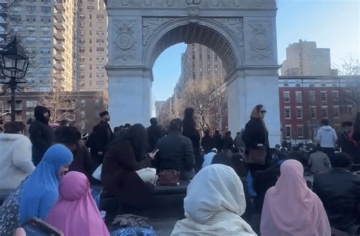 Crowd Gathers for Eid Prayer to Celebrate End of Ramadan in Washington Square Park