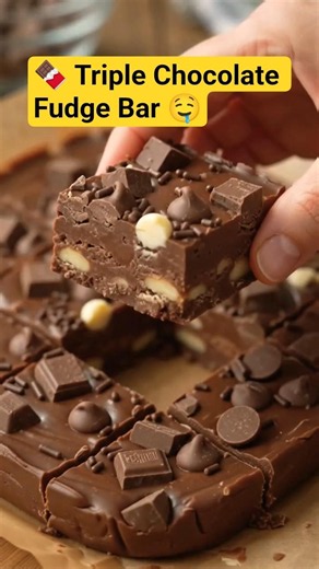 🍫 Triple Chocolate Fudge Bar 🤤 Three chocolates. One perfect bite! 😍✨#FudgeBar#ASMR