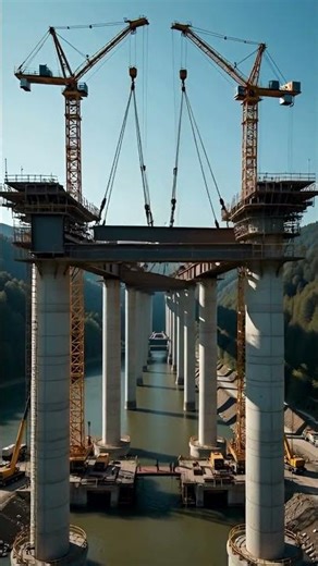 From Foundation to Skyline: 30-Second Bridge Construction Timelapse