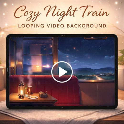 Cozy Night Train Loop | Animated Lofi Video Background (full HD) - Etsy