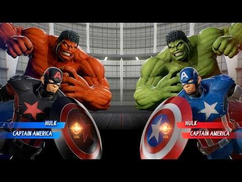 Hulk & Captain America VS Red Hulk & Black Captain America - Marvel vs Capcom Infinite