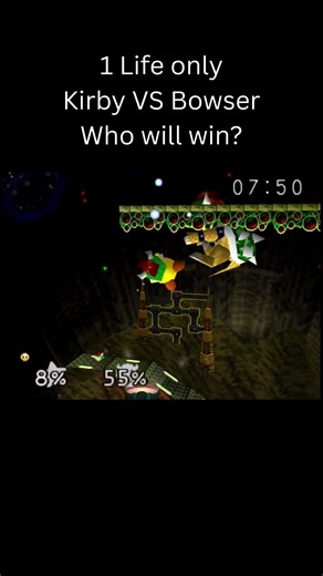 1 life only Kirby VS Bowser Who will win?