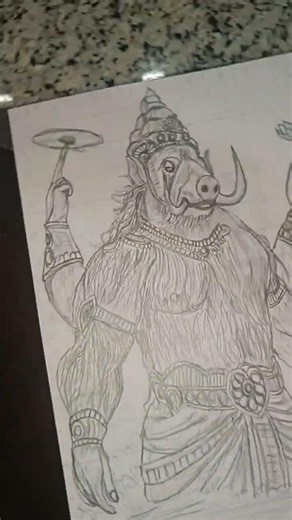 Varaha Avatar Drawing🔥, Lord Vishnu Varaha Avatar Drawing Narasimha #shorts #varaha #narasimha #art