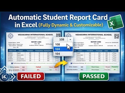 Automatic Student Report Card in Excel (Fully Dynamic & Customizable)