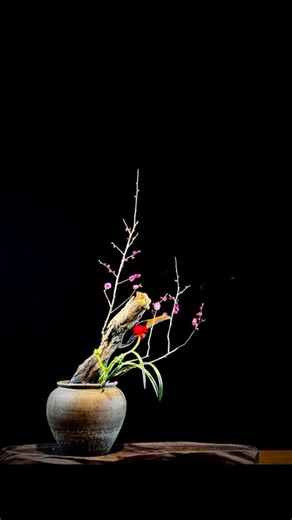 Peach tree root flower arrangement