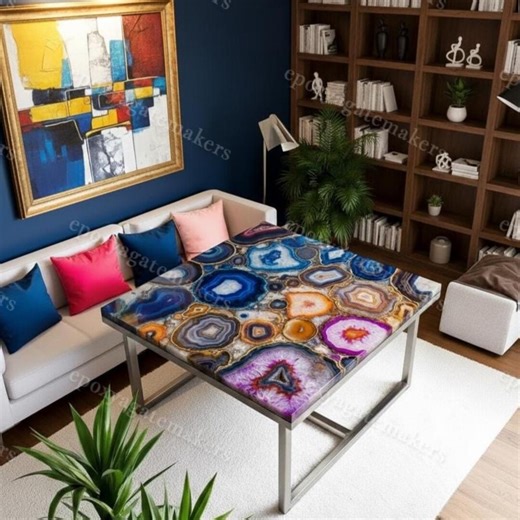 Handmade Agate Stone Table Top – Modern Crystal Accent Furniture - Etsy