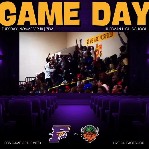 Game ✌🏾 ✌🏾 | BCS GAME OF THE WEEK All lights on us tonight. Your Fairfield Tigers hit the road for the BCS Game of the Week against the Huffman Vikings. Let’s see who really wants it. 🆚 Huffman Vikings ⏰ 7 PM 📍 Huffman High School 🎫 https://tinyurl.com/5y8vtehs #FairfieldBBB | #RevengeTour | #ItsStillAJoShow #Expected | #TheTigerStandard | #WeAreTheEDGE | The Tiger Standard
