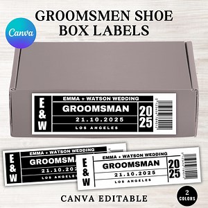 Groomsmen Proposal Shoe Box Labels, Printable Bridesmaid Groomsman Proposal Sticker Labels, Canva Editable Template, Instant Download - Etsy