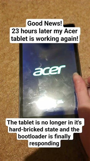 Good News! My Acer tablet is working again and is no longer in a hard bricked state. #shorts