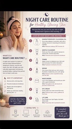 Night Skincare Routine Before Sleeping | Step by Step Night Routine ‪@youtubecreators‬