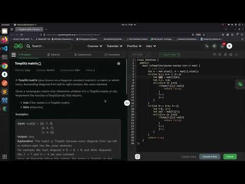 GFG | Toeplitz matrix