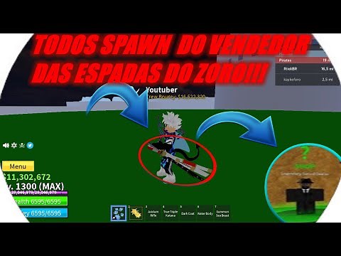 TODOS OS SPAWN DAS ESPADAS LENDARIAS DO ZORO!!! (BLOX FRUIT)