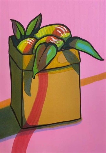 Lemon & Lime in Paper Bag — Bold Fruit Coloring Page