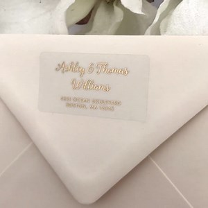 Minimalist Gold Foil Return Address Labels | Clear Personalized Wedding Envelope Stickers, Rose Gold & Silver - Etsy