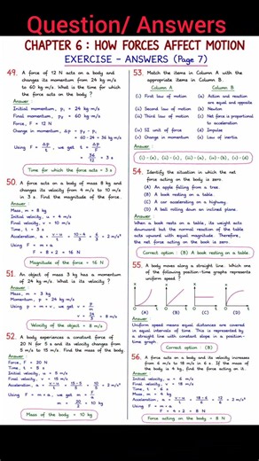 How Force Affect Motion |Most Important Exercise Questions Answers | Class 9 Science New Session