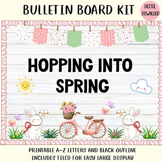 Bunny Spring Bulletin Board Set, Classroom Decor (digital Download - Etsy