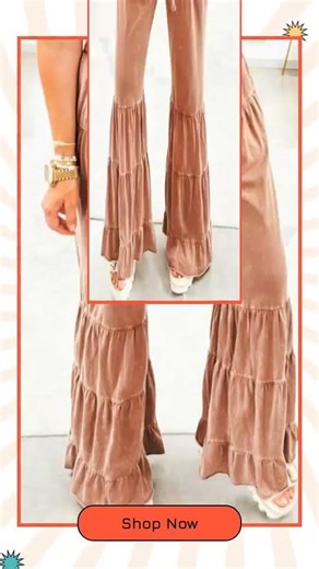 Drawstring Flare Ruffle Pants