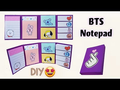 Diy BTS notepad |Bts crafts |Easy paper crafts |School craft ideas |How to make notepad |Diy notepad
