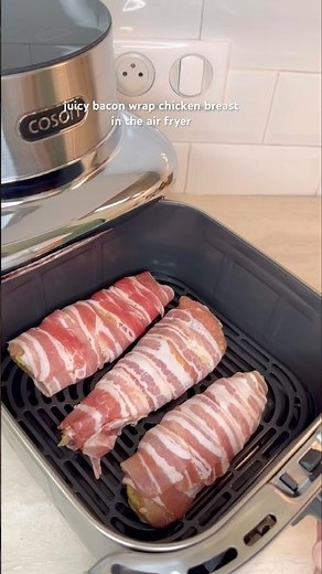 easy bacon wrapped chicken breast made in the air fryer #shorts #chicken #bacon #airfryer