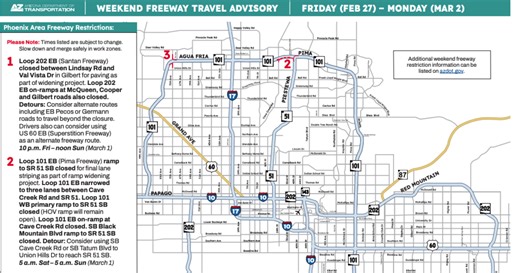 Weekend traffic restrictions: Road projects planned along Loop 101 and Loop 202