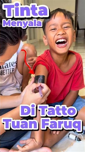 Glow-in-the-Dark Ink Tattoo for Tuan Faruq #villagekid #minivlog #comedy #tattoo #color