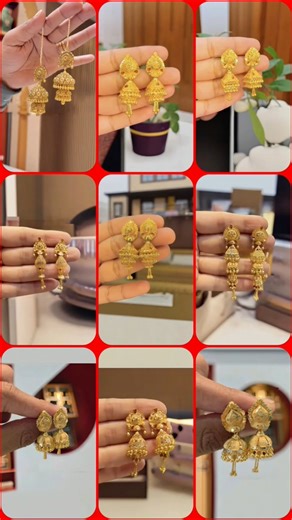 letest gold bridal jhumka designs#bridalearrings #goldjhumka #lightweightearrings #shorts