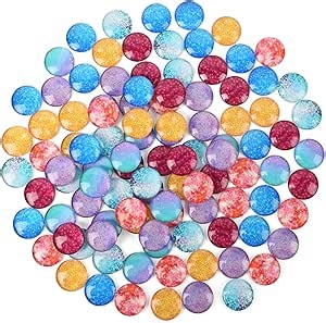 HUIANER Printed Glass Cabochons 50PCS 20MM Starry Sky Pattern Patch Colorful Rainbow Glass Gems Mosaic Pieces Cabochons for Jewelry Making Photo Cameo Pendant Handcraft Vase