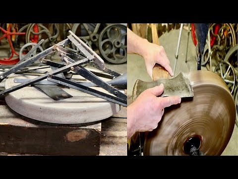 Assembling and Using a Foot Powered Antique Grinding Stone - ASMR