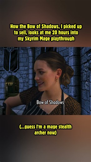 How the Bow of Shadows looks at me 20 hours into my Skyrim Mage playthrough! #skyrim