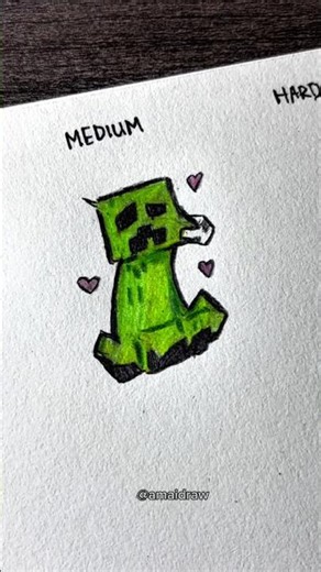 How to draw creeper with (easy, medium, hard) #howtodraw #cute #minecraft #tutorial