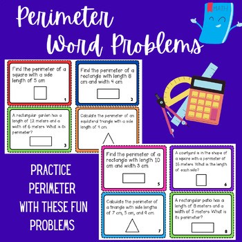 Perimeter Word Problems Task Cards , Measurement Practice Problem Solving