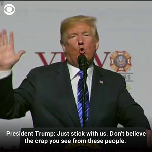 "Just remember, what you're seeing and what you're reading is not what's happening," President Trump said Tuesday while criticizing "the fake news media" during a speech in Missouri. | CBS Evening News