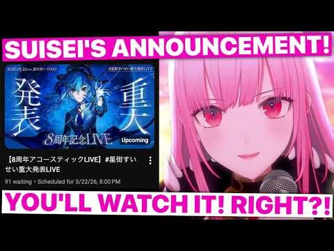 Calli Shills Suisei's Announcement Live (Mori Calliope & Hoshimachi Suisei / Hololive) [Eng Subs]