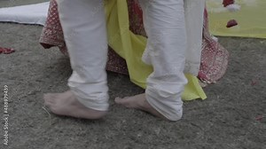 Rituals of an Indian Traditional wedding ceremony. Hinduism culture. Bride and groom performing the rituals. . High quality FullHD footage