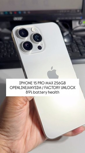 RUSH SALE! IPHONE 15 PRO MAX 256GB Natural Titanium Openline/ Any sim / Factory unlock 89% battery health ALL WORKING! ✅ Buyers are encouraged to do thourough checking of the unit before making any payment. ✅Any issues, if there are any, are clearly stated for full transparency ✅ Prices are SLIGHTLY NEGOTIABLE for serious buyers. ✅ We do not offer installment plans. Our units are available for straight cash or swap plus cash deals only. ✅We prefer meet-ups for all transactions. 📍 Meet-up in Lao