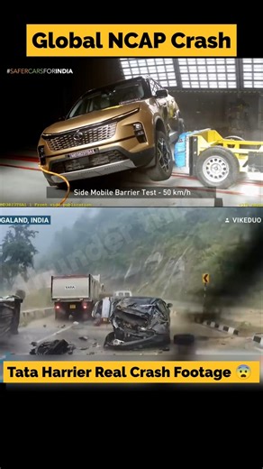 Asli Accident vs Global NCAP | Tata Harrier Reality Check #automobile #shorts #crashtest