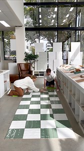 This morning Ted and Brooke laid our Newport White Gloss and Jade Green tiles in some of our favourite unique patterns. Which one is your favourite? | TileCloud