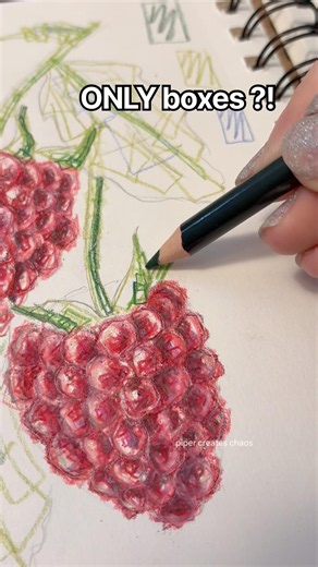 BOX DRAWING raspberries 😍 weird colored pencil art #coloredpencil #coloring #raspberry #artprocess