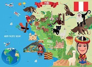 Cartoon-Karte von PERU