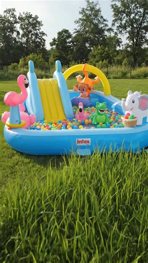Splash into summer with the ultimate backyard setup! ☀️ This Intex Play Center is seriously packed with fun. It's an inflatable swimming pool, a cool ball pit, AND it's got a slide for endless giggles. Transform your space into a mini water park or an epic ball pit for the little ones. Easy to set up for memorable playtimes! Get yours today for unforgettable family fun. Tap to shop! #IntexPlayCenter #KiddiePool #SummerVibes #BallPit #TikTokMadeMeBuyIt #AIGC #Moras