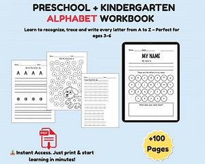 Alphabet Worksheets Printable Tracing Coloring Homeschool Teacher Kids Letters Kindergarten & Preschool , Handwriting Letter Practice - Etsy Canada