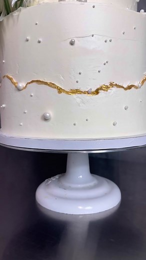 Elegant White Rustic Pearl Wedding Cake