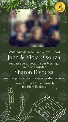 BI03 First Holy Communion Invitation Video Card - Digital Animated Invites - Whatsapp +918879794909