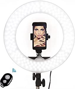 Socialite Ring Light - 14” Dimmable LED Lighting Kit w/Travel Bag for YouTube, Webinar, Social Media Photos - Remote Controlled Studio Lights w/ 6ft Stand - Works w/DSLR Camera, All Smartphones