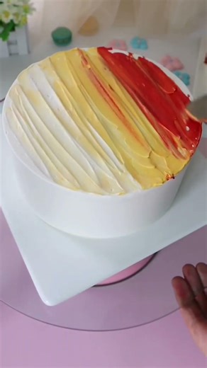Simple Sunset Buttercream Cake Decoration Technique #SunsetCake #ButtercreamCake #CakeDecorating