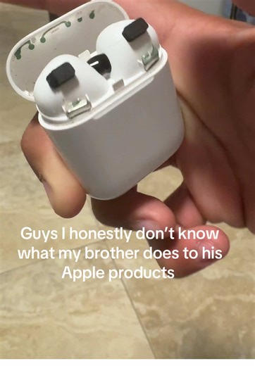 No he doesn’t have Apple care 😭 #apple #airpods #broken #applecare #airpodscase
