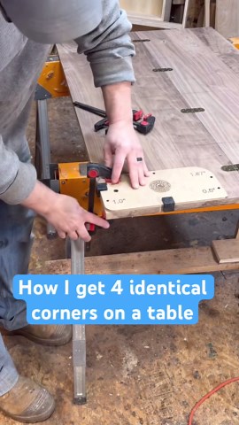 Using a jig with different curves for identical table corners #woodworking #workshop #tools