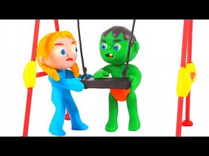 Best Friends Learning How To Share A Swing ★ Stop Motion Cartoons
